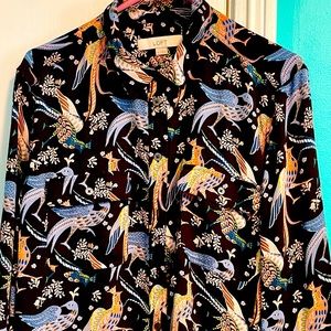 Elegant Peacock Print Blouse